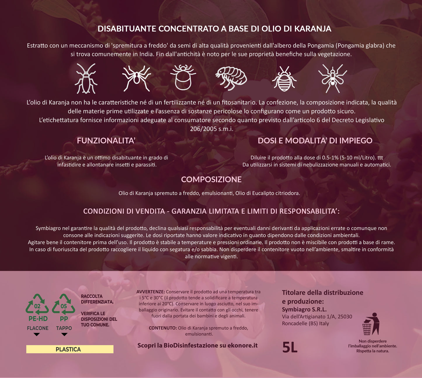 Ricariche Biozanz | KaranjaFiore Profumato 5000 ml - Disabituante per insetti ad azione rapida (cod. 4051)